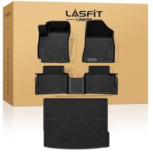 LASFIT Floor Mats & Cargo Mat Fits for Hyundai Kona 2026 2025 2024 N Line/SE/SEL/Limited (Not for EV), All Weather TPE Custom Fit Kona Car Mats & Trunk Liner,Full Set Car Accessories, Black