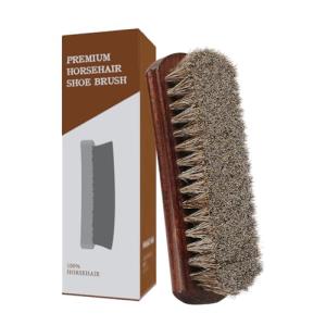 Euvia 100% Horsehair Shoe Brush - 7" Solid Beech Wood Leather Shine Brush for Boots, Shoes, & Car Interiors - Soft Polishing Bristles for Buffing & Cleaning (7" Brush 1pc)