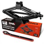 DNA Motoring Scissor Jack for Car, 1.5 Ton (3,306 lbs) Scissor Lift Jack with Labor-Saving Ratchet Wrench for Most Cars, 4'' - 15.2'' Lifting Range, TOOLS-00282