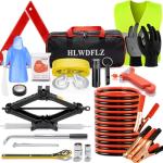 HLWDFLZ Roadside Emergency Kit with Scissor Jack for Car Safety Kit Emergency Roadside Kit for Car