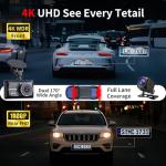 Dual Car Dash Cam Front and Rear,4K Front with Rear Dash Camera,5G WiFi for Cars with App, 3.0" IPS Screen,UHD Night Vision 24H Parking Mode, Dual 170° Wide Angle, WDR, G-Sensor,with a 64G Card