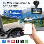 Dash Cam Front and Rear, 4K Ultra HD Dash Camera for Cars, 64GB Card Included, Built-in 5G WiFi Mobile APP Control, 3" IPS Screen,Super Clear Night Vision, 170°Wide Angle,G-Sensor, 24H Parking Monitor