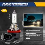 gunhunt 2 PCS Car H11-55W Halogen Bulb, 12V Quartz Lamp Beam Low/High Beam Fog Light Replace, All-in-one Plug and Play Lighting, Suitable for Replacement of Original H11 Bulb Model (Warm White Light)