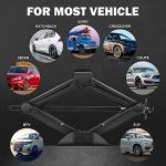 DNA Motoring Scissor Jack for Car, 1.5 Ton (3,306 lbs) Scissor Lift Jack with Labor-Saving Ratchet Wrench for Most Cars, 4'' - 15.2'' Lifting Range, TOOLS-00282