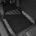 CAR PASS Waterproof Universal Car Floor Mats, Leopard Print Car Mats Fit for SUV,Vans,sedans, Trucks,Set of 4pcs Car Carpet with Driver Heel Pad and Nibs Backing, Leopard Car Accessories Gray Leopard