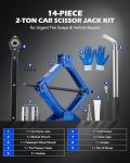 Orion Motor Tech 2 Ton Scissor Jack, 14 pc. Car Scissor Jack Kit for Sedan SUV MPV with Drill Socket Ratchet Wrench, 4409 lb. Portable Car Jack and Stand Kit for Tire Changing