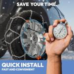 SNOCATENA Snow Chains for Cars, SUVs & Pickup Trucks – Quick Fit, Easy Installation, Reusable Universal Tire Chains for Winter Emergency Traction (Set of 2)