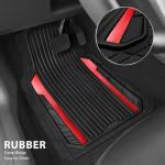 CAR PASS Heavy Duty Rubber Car Mats Metallic, Aluminum Film All Weather Floor Mats Waterproof Universal Trim to Fit Automotive SUV Sedan Van 4 Piece Anodized Deep Dish Two-Tone Sporty Black Red Chrome