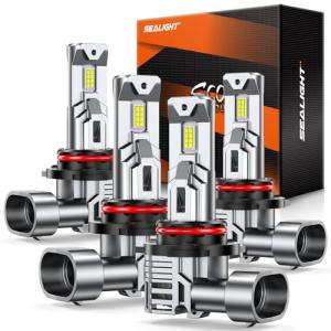 SEALIGHT 9005 9006 Bulbs Combo S1 Pro, 80000LM Super Bright Cool White, 1:1 Size, 60000Hrs Long Service Life with Cooling Fan, Pack of 4