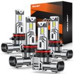 SEALIGHT 9005 9006 Bulbs Combo S1 Pro, 80000LM Super Bright Cool White, 1:1 Size, 60000Hrs Long Service Life with Cooling Fan, Pack of 4