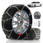 Snow Chains for Car Tires, Tire Chains for Passenger Cars, Sedan, SUVs, Quick Fit & Easy Installation Snow Tire Chains, Portable Reusable Emergency Tire Traction Chain, Set of 2 (HP1553)