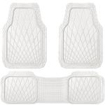 CAR PASS Heavy Duty Rubber Car Floor Mats, Deep Dish All Weather Car Mats Full Set, 3 Piece Waterproof Premium Anti-Slip Floor Mats Rugs Universal Trim to Fit for 95% Sedan SUV Van Truck, White