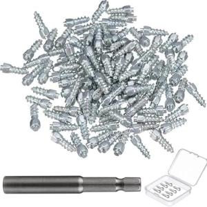MaiMMaledy 100PCS Universal Tire Carbide Screw Spikes Skid Nails 12x4mm Anti-Slip for ATV/Car/Motorcycle/Bicycle Tires - Winter Emergency Aid - Enhance Grip on Snow Ice