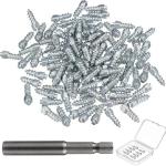 MaiMMaledy 100PCS Universal Tire Carbide Screw Spikes Skid Nails 12x4mm Anti-Slip for ATV/Car/Motorcycle/Bicycle Tires - Winter Emergency Aid - Enhance Grip on Snow Ice