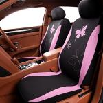 Flying Banner Butterfly car seat Covers ful Set Fashion Universal Lady Woman Female Rear Bench Split Colorized (Pink, Full Set - Lace)