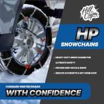 Snow Chains for Car Tires, Tire Chains for Passenger Cars, Sedan, SUVs, Quick Fit & Easy Installation Snow Tire Chains, Portable Reusable Emergency Tire Traction Chain, Set of 2 (HP1553)