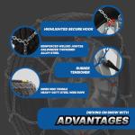 Snow Chains for Car Tires, Tire Chains for Passenger Cars, Sedan, SUVs, Quick Fit & Easy Installation Snow Tire Chains, Portable Reusable Emergency Tire Traction Chain, Set of 2 (HP1553)