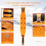 Qoosea Universal Snow Chains 6Pcs Heavy-Duty Wide-Track Tire Chains for SUV & Car Thickened Wear-Resistant TPU Anti-Slip Chains for Tires with Reinforced Structure in Winter Ice & Snow Conditions