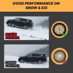 Snow Chains for Car Tires, Tire Chains for Passenger Cars, Sedan, SUVs, Quick Fit & Easy Installation, Portable Reusable Emergency Tire Traction Chain, Set of 2 (HP1042)