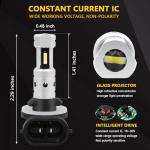 PHINLION 881 LED Fog Light Bulbs, 3800 Lumens Super Bright 886 889 894 896 898 LED Fog Lights Replacement for Cars, Non-polarity, 6000K Xenon White, Pack of 2