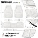 CAR PASS Heavy Duty Rubber Car Floor Mats, Deep Dish All Weather Car Mats Full Set, 3 Piece Waterproof Premium Anti-Slip Floor Mats Rugs Universal Trim to Fit for 95% Sedan SUV Van Truck, White