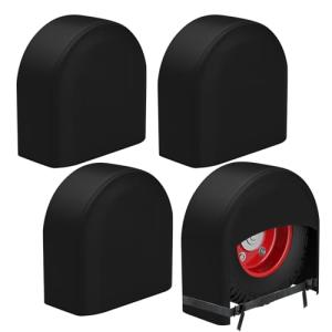 K-Musculo RV Tire Covers 4-Pack, Waterproof Wheel Covers for RV Wheel Travel Trailer Camper Truck SUV, Fit 19-22 Inch Tire Diameter (Black)