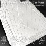 CAR PASS Heavy Duty Rubber Car Floor Mats, Deep Dish All Weather Car Mats Full Set, 3 Piece Waterproof Premium Anti-Slip Floor Mats Rugs Universal Trim to Fit for 95% Sedan SUV Van Truck, White