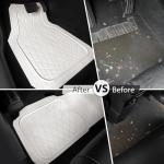 CAR PASS Heavy Duty Rubber Car Floor Mats, Deep Dish All Weather Car Mats Full Set, 3 Piece Waterproof Premium Anti-Slip Floor Mats Rugs Universal Trim to Fit for 95% Sedan SUV Van Truck, White