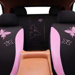 Flying Banner Butterfly car seat Covers ful Set Fashion Universal Lady Woman Female Rear Bench Split Colorized (Pink, Full Set - Lace)