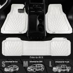 CAR PASS Heavy Duty Rubber Car Floor Mats, Deep Dish All Weather Car Mats Full Set, 3 Piece Waterproof Premium Anti-Slip Floor Mats Rugs Universal Trim to Fit for 95% Sedan SUV Van Truck, White
