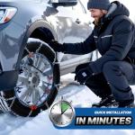 Snow Chains for Car Tires, Tire Chains for Passenger Cars, Sedan, SUVs, Quick Fit & Easy Installation Snow Tire Chains, Portable Reusable Emergency Tire Traction Chain, Set of 2 (HP1553)