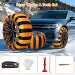 Qoosea Universal Snow Chains 6Pcs Heavy-Duty Wide-Track Tire Chains for SUV & Car Thickened Wear-Resistant TPU Anti-Slip Chains for Tires with Reinforced Structure in Winter Ice & Snow Conditions