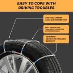 Snow Chains for Car Tires, Tire Chains for Passenger Cars, Sedan, SUVs, Quick Fit & Easy Installation, Portable Reusable Emergency Tire Traction Chain, Set of 2 (HP1042)