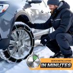 Snow Chains for Car Tires, Tire Chains for Passenger Cars, Sedan, SUVs, Quick Fit & Easy Installation, Portable Reusable Emergency Tire Traction Chain, Set of 2 (HP1042)