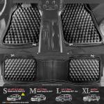 CAR PASS Heavy Duty Rubber Car Mats, Deep Dish All-Weather Floor Mat for Car Full Set Durable Anti-Slip 3D Rhombus Waterproof Trim to Fit Liner Universal Fit Automotive,Sedan,SUV,Truck, 3 Piece Black