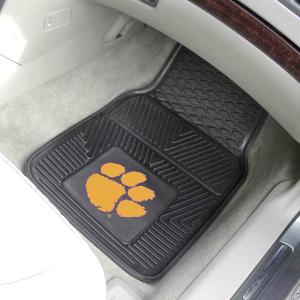 FANMATS 8778 Clemson Tigers 2-Piece Heavy Duty Vinyl Car Mat Set, Front Row Floor Mats, All Weather Protection, Universal Fit, Deep Resevoir Design