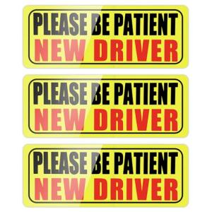 JUSTTOP Please Be Patient New Driver, Student Driver Magnet for Car, New Driver Magnet for Car, Reusable Movable Reflective Safety Warning Bumper Magnets