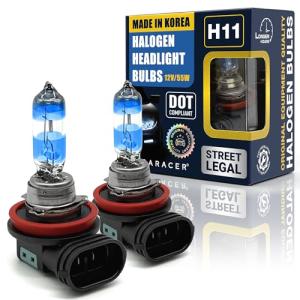 Mega Racer Premium OEM H11 Halogen Headlight Bulb (Low Beam) - Street-Legal & DOT Compliant for On-Road Use, Automotive Head Light Replacement for Car, 12V 55W, Plug & Play, Pack of 2 - Made in Korea