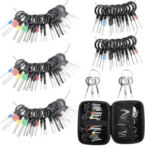 Terminal Pin Removal Tool Kit 82 Pcs Depinning Electrical Connector Pin Extractor Tool Set Wire Terminal Release for Automotive Car Household Devices - Black