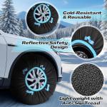 Canchiing 2 Pack Automotive Snow Socks for Tire, Traction Aid Anti Slip Tire Covers Chain with Ice Scraper Gloves, Universal Emergency Winter Kit for Cars Suvs Trucks Quick Fit Easy Installation (XL)