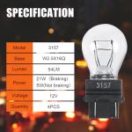 DUSCOKE 3157 Car Halogen Light Bulb, 12V P27/5W Automotive Brake/Reverse/Tail/Turn Signal/Side Marker Light Replacement, Universal Long-Life Miniature Bulb for Cars Trucks SUVs (White-4PCS)