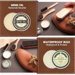 10Pcs Leather Care Kit- 3Pcs Horsehair Brushes, 1.76oz Saddle Soap, 1.76oz Mink Oil, 1.76oz Wax Waterproofer, Polish Cloths, Leather Cleaner and Conditioner for Shoes, Boots, Bags, Purses, Car Seats