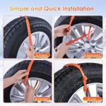 12 Pcs Snow Tire Chains - Portable Plastic Non-Slip Anti-Skid Traction Cables for Winter Driving/Fits Most Cars, SUV & Trucks/Emergency Use/Easy to Install & Adjustable (Orange)