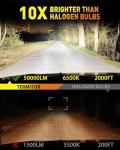 Termitor Latest H4/9003/HB2 Bulbs Hi/Low Beam, 50,000LM Brightness, 6500K Cool White, 1:1 Halogen Size Automotive Replacement H4 9003 HID Fog Lights, Plug-N-Play, IP68 Waterproof, Pack of 2