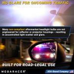 Mega Racer Premium OEM H11 Halogen Headlight Bulb (Low Beam) - Street-Legal & DOT Compliant for On-Road Use, Automotive Head Light Replacement for Car, 12V 55W, Plug & Play, Pack of 2 - Made in Korea