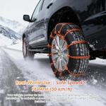 12 Pcs Snow Tire Chains - Portable Plastic Non-Slip Anti-Skid Traction Cables for Winter Driving/Fits Most Cars, SUV & Trucks/Emergency Use/Easy to Install & Adjustable (Orange)
