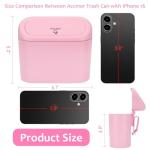 Portable Car Trash Can with Lid - Pink