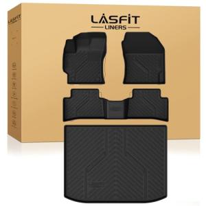 LASFIT Floor Mats & Cargo Mat for Toyota Corolla Hatchback 2019-2026, TPE All Weather Protection Rubber Car Liners Custom Fit for Corolla Hatchback Accessories 1st & 2nd Row & Trunk Mats, Black