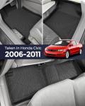 CreekT® All Weather Floor Mats for Honda Civic 2006-2011 (Not Fit Coupe), 8th Gen Custom Fit Set 5-Seat for Civic Sedan LX EX SI, Heavy Duty Rubber Mats Car Accessories 2006 2007 2008 2009 2010 2011