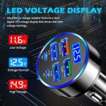 6 Ports Car Cigarette Lighter Adapter with LED Voltage Display,Fast Charging Car Charger Port Includes PD/QC3.0/SCP/3.1A/Super,24V 12V Cars Adapter Cars Lighter USB Adapters